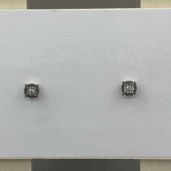 Sterling silver clear stones stud 925 - Picture 1 of 3